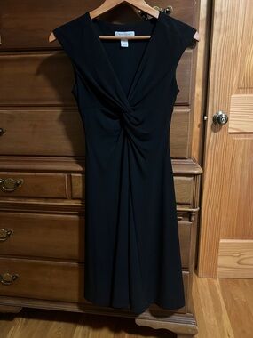 White House Black Market Jet Black Knot-Front Midi Dress